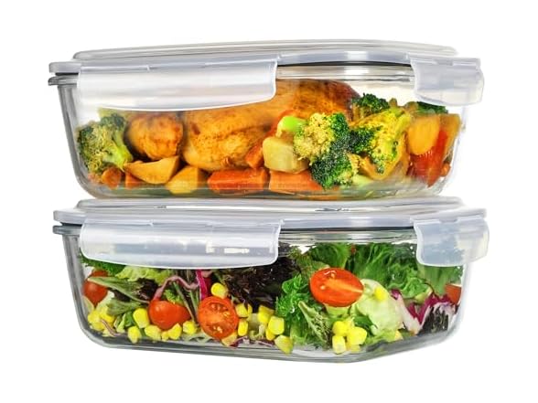Vtopmart Grey 2 Pack 76.4oz Glass Containers W/ Lids