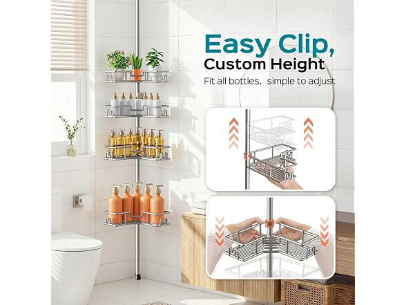 HAMITOR 4-Tier Corner Shower Pole Caddy