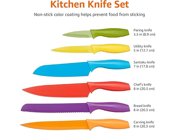 Amazon Basics Color-Coded Knife Set