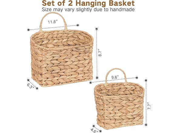 Set of 2 Hanging Basket, Wicker Wall