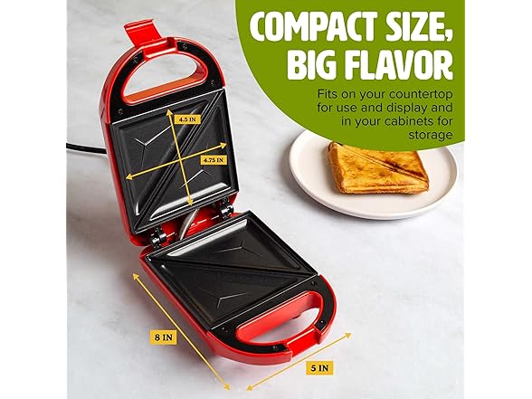 Tasty Mini Sandwich Maker Red