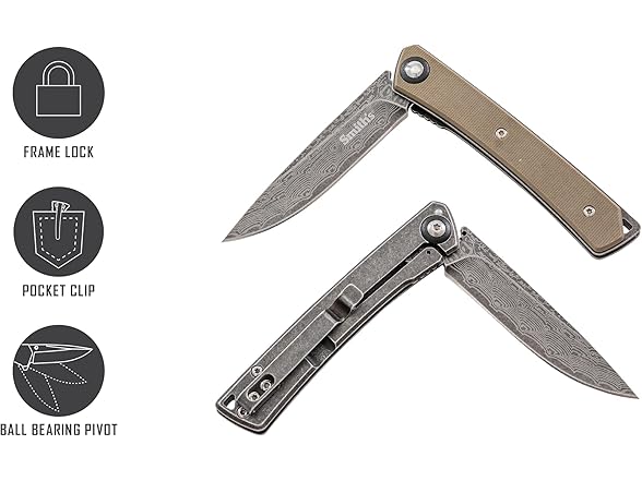 SMITH’S 4-Inch Pocket Knife, Tan G10 Handle