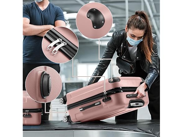 Karl home 3-Piece Luggage Set Rose Gold (20"/24"/28")