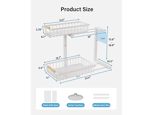 Under Sink Organizer Storage White,1 Pack