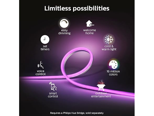 Philips Hue Outdoor 16-Foot Smart LED Light Strip, 2 Pack