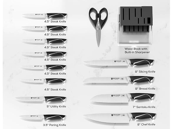 BRODARK 15 Pcs Sharp Knives Set