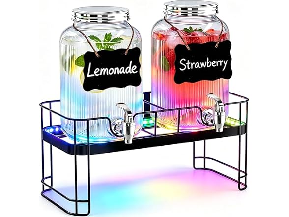 PAROTO 2pk 1-Gal Drink Dispensers w/ LED