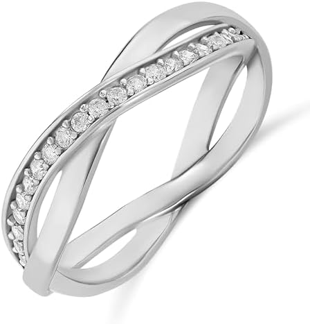 Amazon Essentials Sterling Silver Braided Polished CZ Ring Band