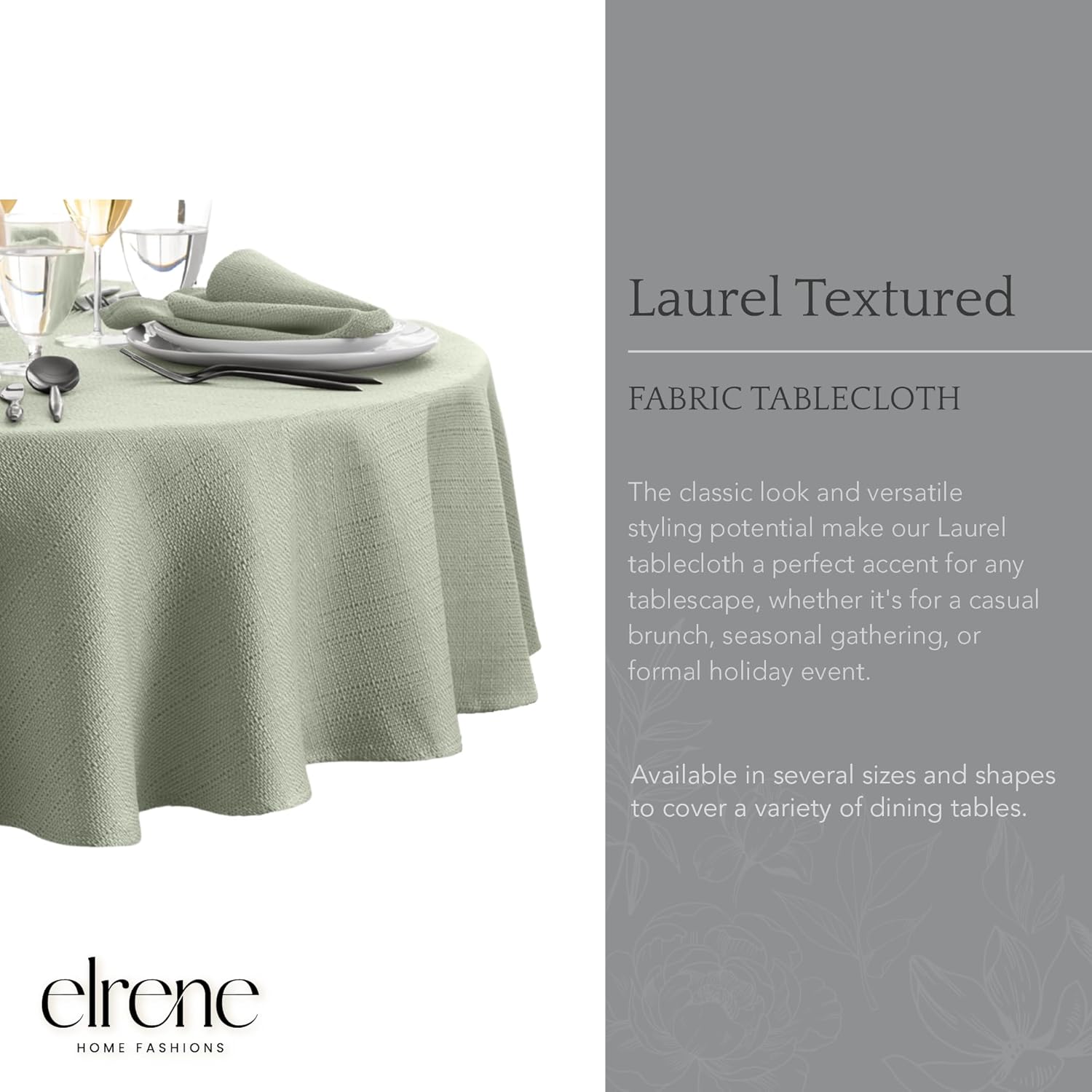 Laurel Solid Texture 70" Round, Sage - Gallery 6