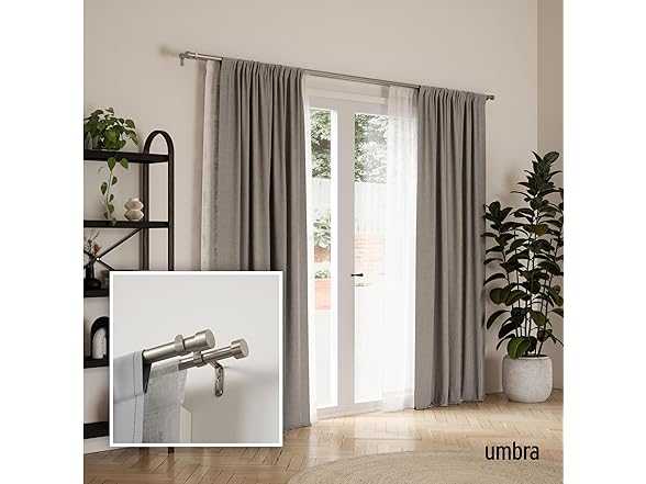 Umbra Cappa Double Curtain Rod, Inc Nickel