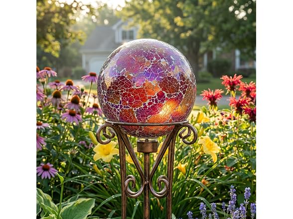 Sunnydaze 10" Pearl Pink Crackled Globe
