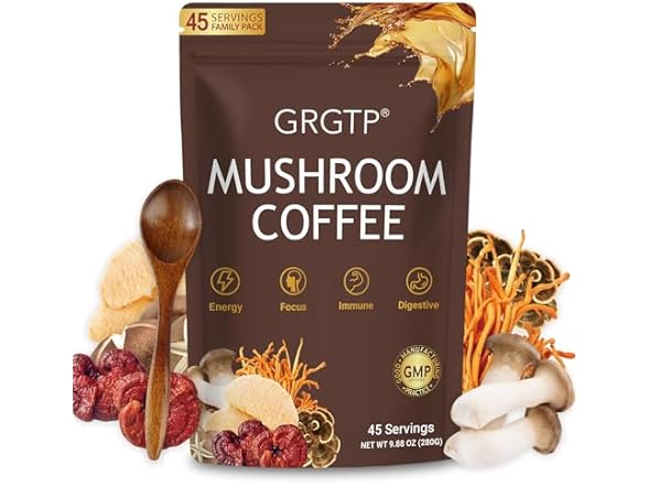 GRGTP Mushroom Coffee with 6 Adaptogens