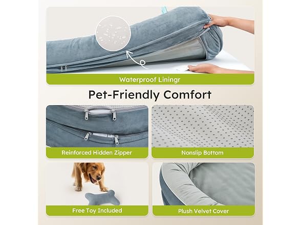 CWAWZ Dark Grey XXL Orthopedic Dog Bed 53"