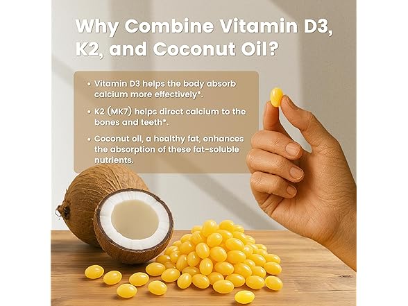Vitamin D3 K2 300 Coconut Oil Softgels