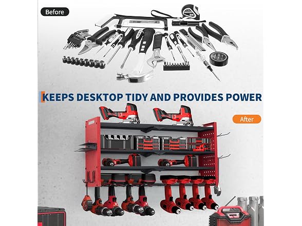 Takywep Heavy Duty Power Tool Organizer Wall Mount – 4-Layer