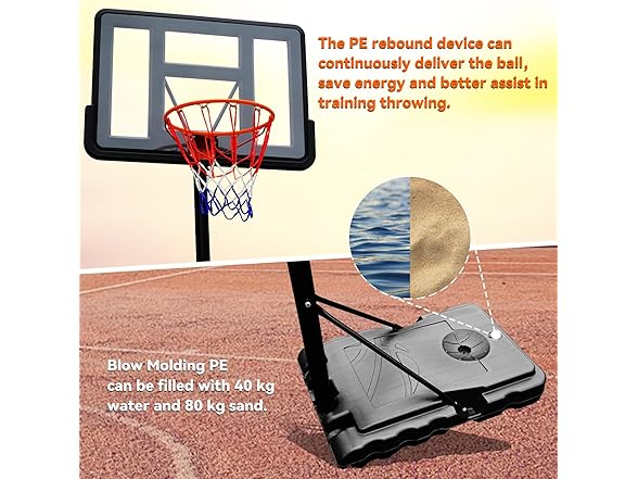 Geekman 4.9-10ft Basketball Hoop