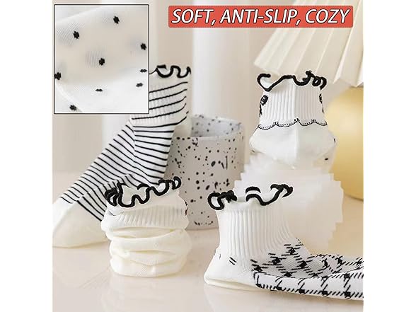 CHUNFO Womens Socks 5 Pairs (6-11.5)