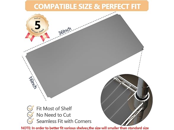MAXTBEE 5pcs 16"x36" Plastic Shelf