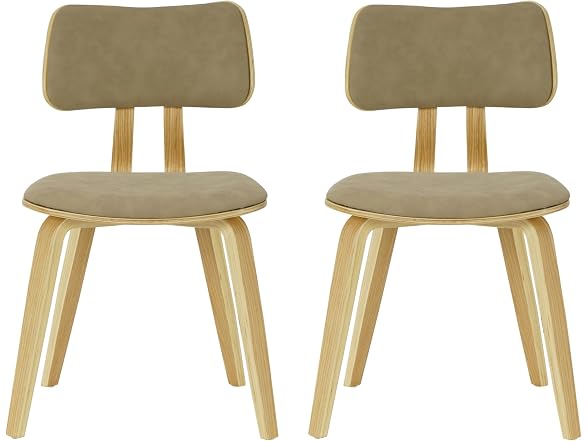 Armen Living Dining Chair with Faux Leather Seat, Set of 3