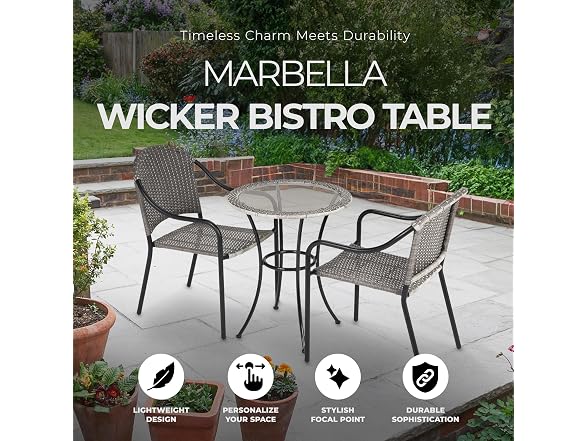 Four Seasons Courtyard 24" Marbella Wicker Bistro Patio Table