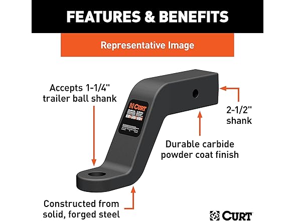Curt CUR45456 Forged Ball Mount 20K, 2" Drop