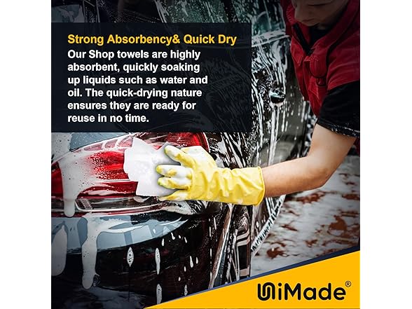 UNIMADE Shop Towels, 150pk, 11.5" White