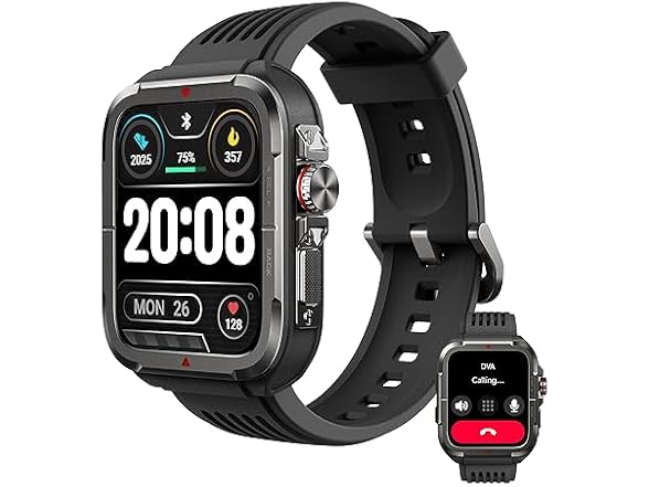 SKG 1.8" Men's Military Smartwatch for Android & iPhone with Alexa Built-in