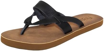 FLOJOS Women's Priya Flip-Flop, Black/Tan, 11