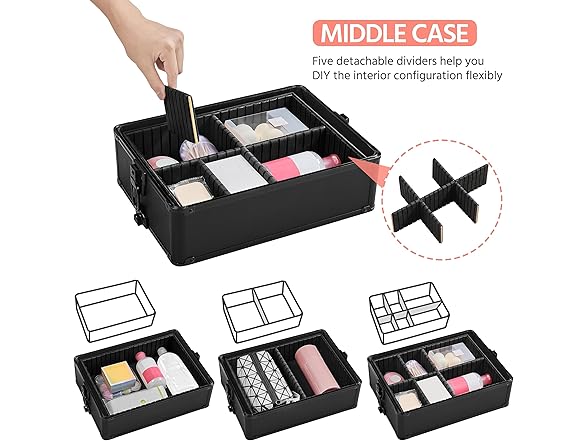 Yaheetech 4 in 1 Professional Makeup Train Case