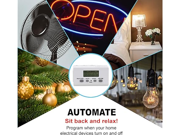 Clear Power 24 Hour Programmable Indoor Digital Timer, 2 Pack