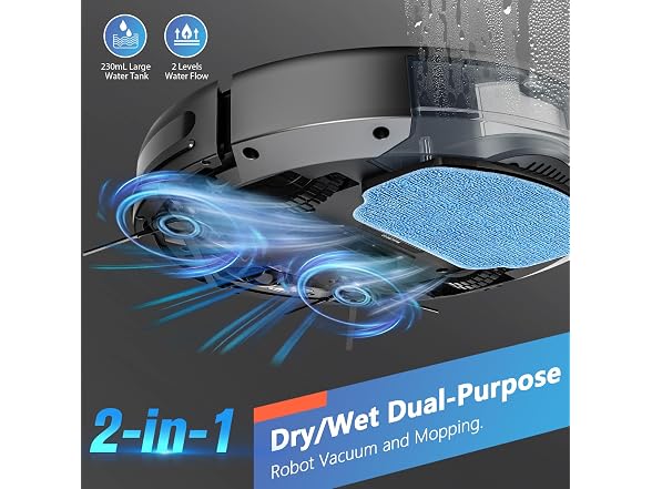 MAMNV,Robot Vacuum and Mop Combo,WiFi/Bluetooth/Alexa,2-in-1 Robot with Schedule,Robotic Vacuum Cleaner with Self-Charging,Mopping Robot Vacuum,Slim,Idea for Hard Floor,Pet Hair and Carpet Blue (Open Box)