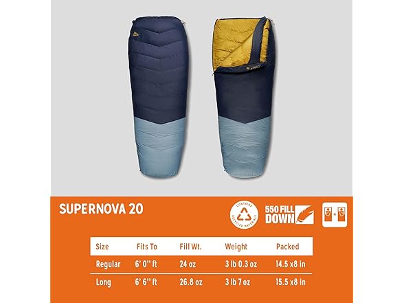Kelty Supernova Down Sleeping Bag (20 Degree, Regular)
