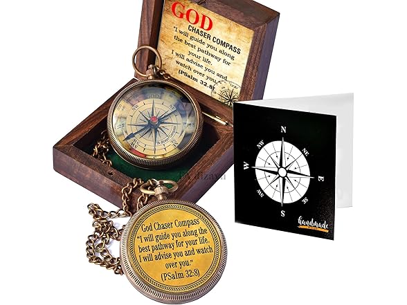 Christian Brass Compass (Psalm 32:8) Box