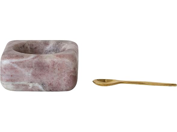 Bloomingville Marble Bowl with Brass Spoon, Pink