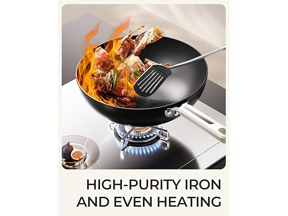 Stackbear Carbon Steel Wok Pan with Spatula