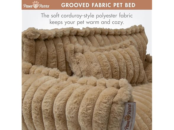 Paws & Purrs Grooved Pet Bed for Small to Medium Dogs