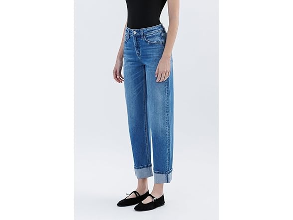 VERVET High Rise Cuff Barrel Leg Jeans
