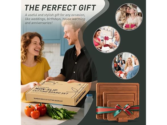 Socisen 3-Pack Bamboo Cutting Board Set