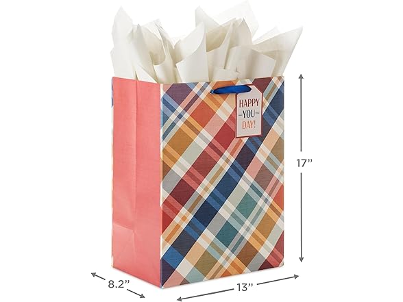 Hallmark 17" Extra Large Plaid Gift Bag
