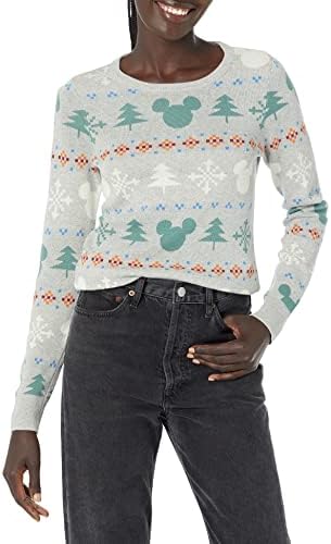 Amazon Essentials Disney | Marvel | Star Wars Women's Lightweight Crewneck Sweaters, Mickey Fair Isle - Womens, XX-Large