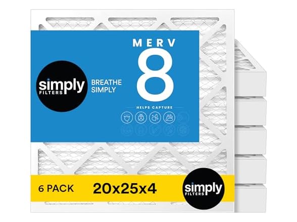 Simply Air Filter Merv 8 MPR 600, 6pk AC Furnace & HVAC
