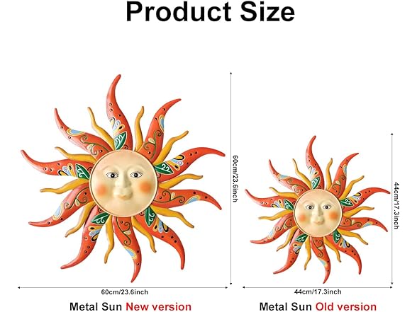 Large Metal Sun Wall Art Decor