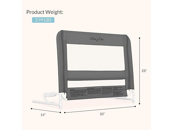 Dream On Me Lightweight Mesh Security Adjustable Bed Rail