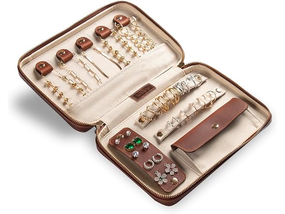 Londo Genuine Leather Travel Jewelry Organizer Case