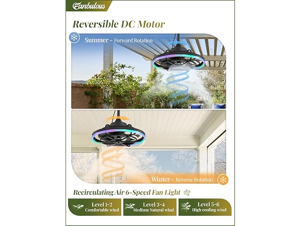 Fanbulous 20" Outdoor RGB Ceiling Fan