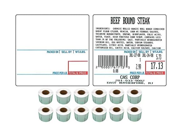 CAS CAS LST-8020 Direct Thermal Labels - 12