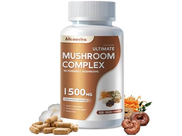 Allcoovita Mushroom Supplement 120 Capsules