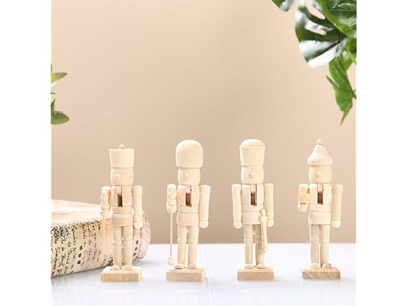 ABOOFAN 6Pcs Christmas Wooden Unfinished Nutcracker Figurines