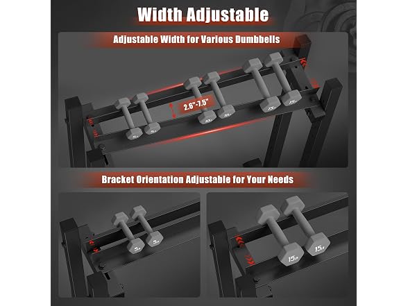 Jusgym 3-Tier Dumbbell Rack 1100LBS