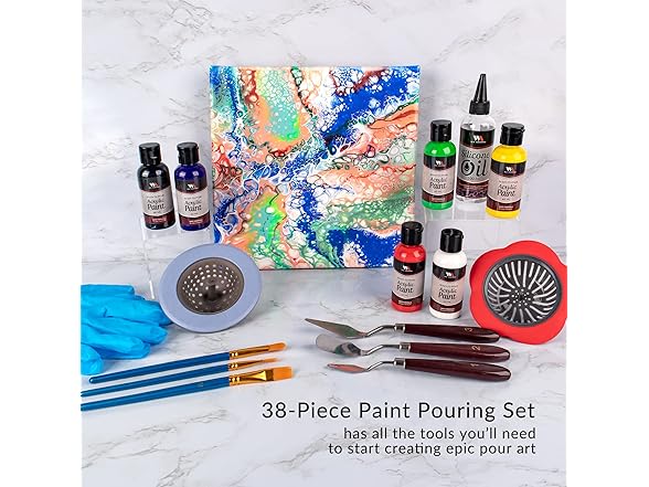 Ready To Pour Acrylic Pouring Paint Set, 38pc